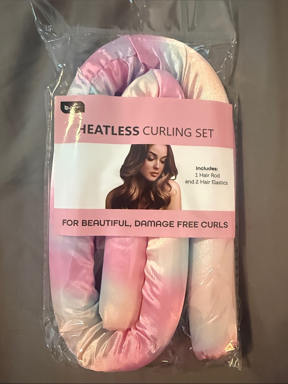 Heatless Curling Set - Pink Satin Hair Rod for Gentle, Damage-Free Curls
